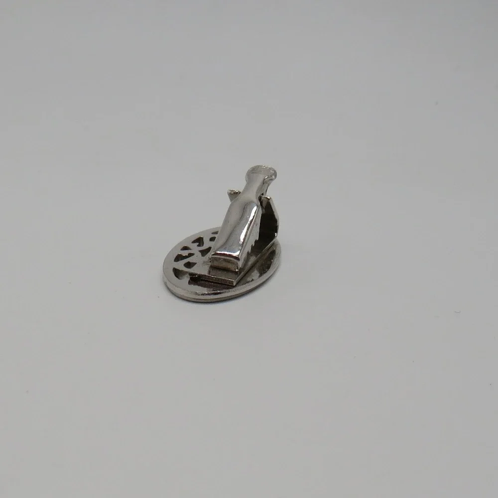 Vintage Silver Tone Oval Filigree Tie Clip Openwork Scroll Design Alligator Bar